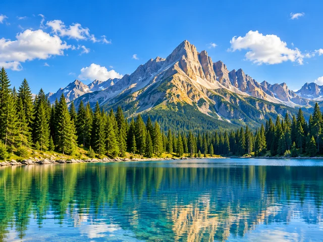 Paisagem de montanhas em um lago, usada como imagem de exemplo.